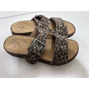 Clarks Unstructured Elayne Ease Leopard Print Adjustable Sandals Size US 9M NWD